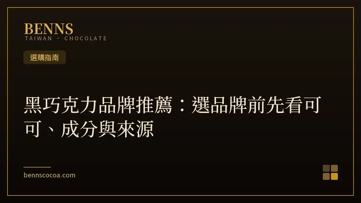 黑巧克力品牌推薦：選品牌前先看可可、成分與來源