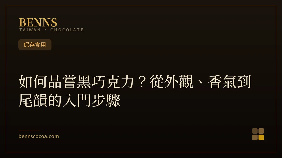 如何品嘗黑巧克力的入門步驟與 BENNS 黑巧克力片